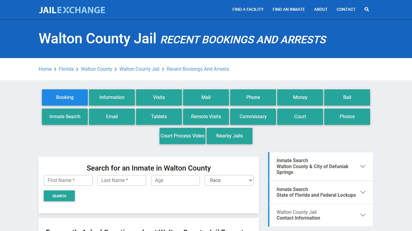 Walton County Jail FL Recent Arrests and Bookings - Jail Exchange