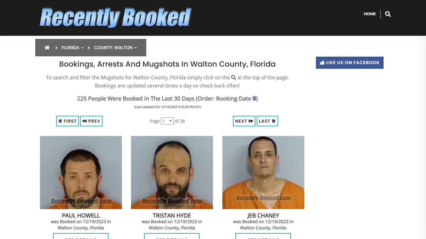 Recent bookings, Arrests, Mugshots in Walton County, Florida